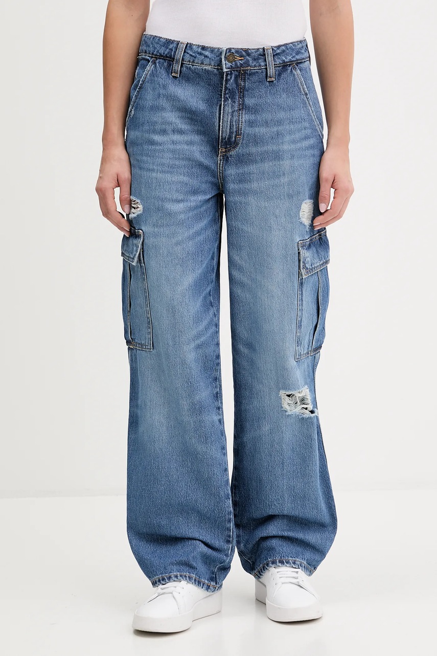 Levně Džíny Guess Jeans dámské, modrá barva, W5YA1R D5R25