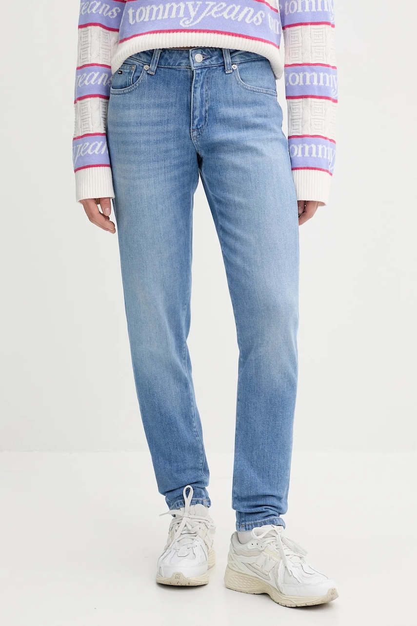 Levně Džíny Tommy Jeans dámské, modrá barva, DW0DW21806
