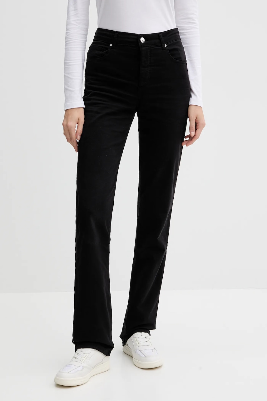 Levně Kalhoty Armani Exchange dámské, černá barva, přiléhavé, high waist, XW000072 AF12862