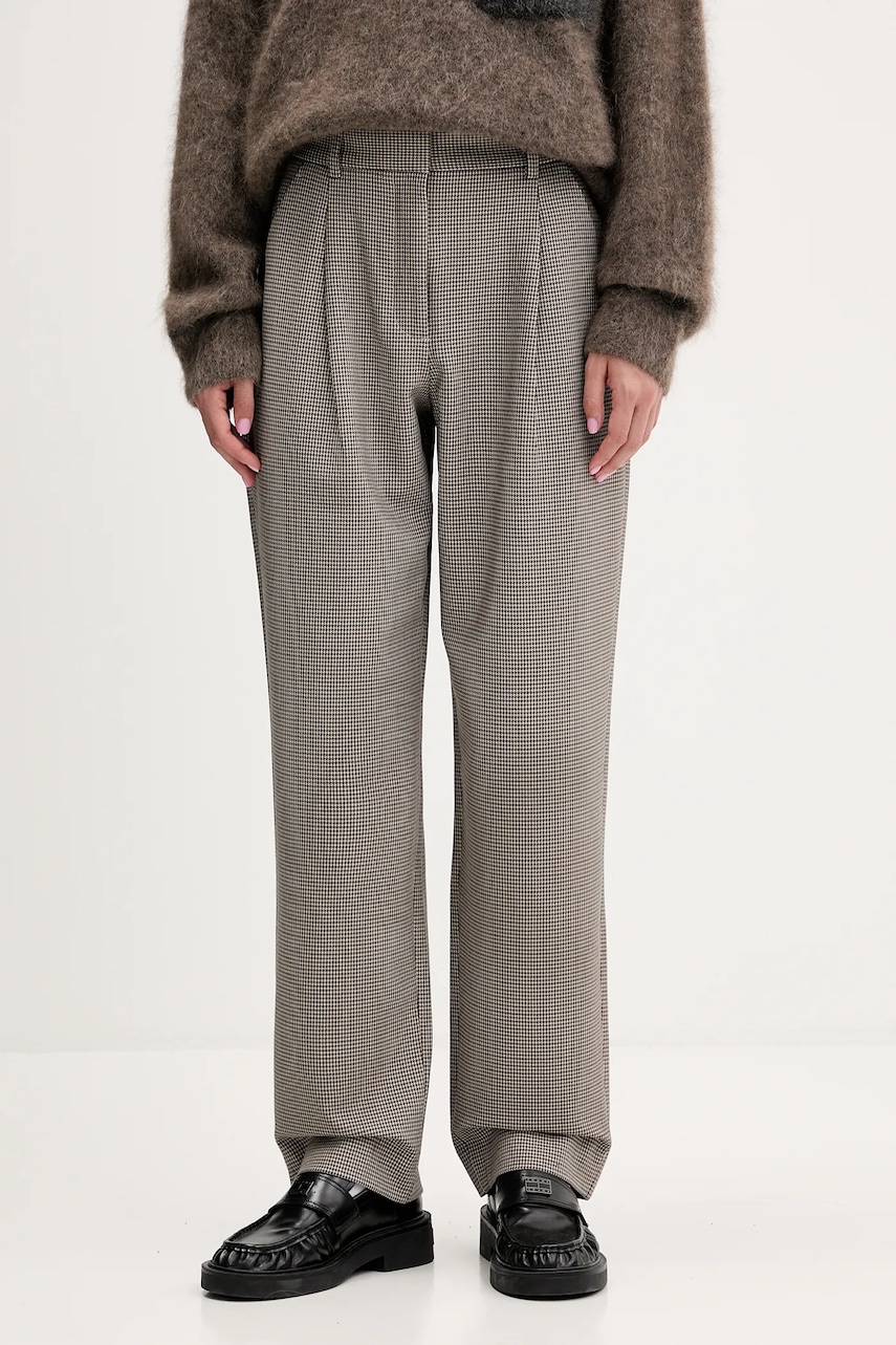 Abercrombie & Fitch pantaloni culoarea maro, drept, high waist, KI156-5414-407