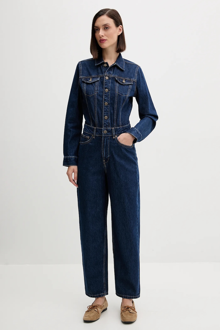 Pepe Jeans salopetă jeans bumbac, cu guler, PL2300002