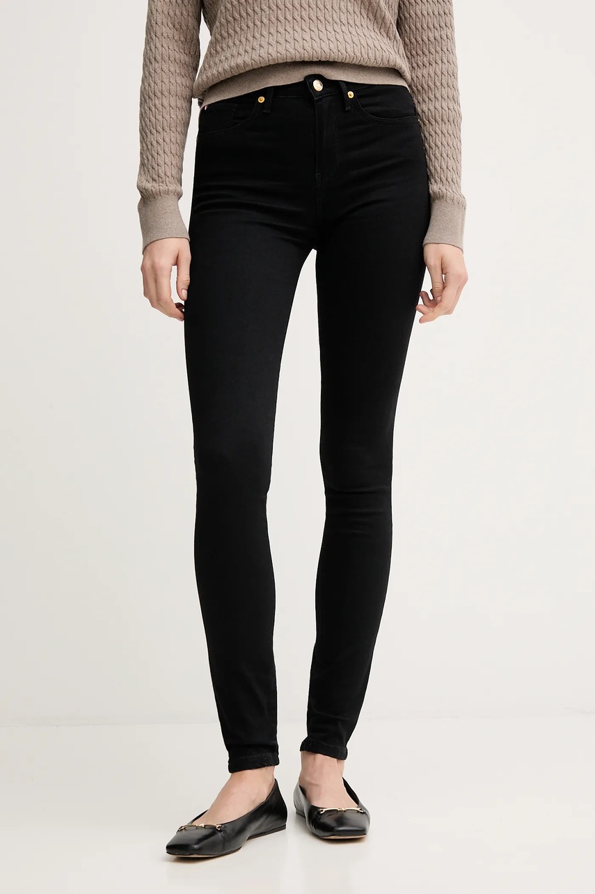 Levně Džíny Tommy Hilfiger dámské, černá barva, WW0WW46720