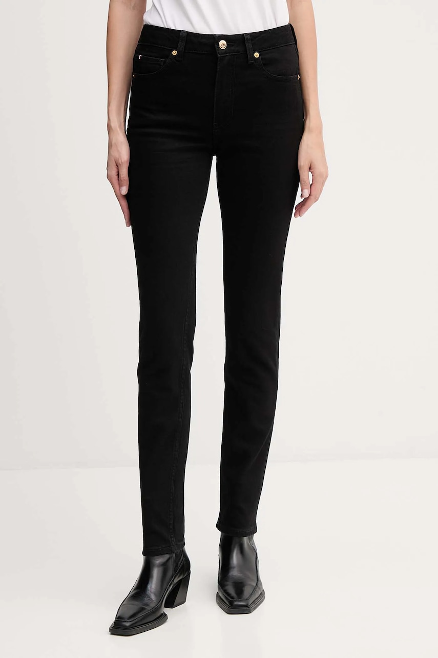 Levně Džíny Tommy Hilfiger dámské, černá barva, WW0WW46725