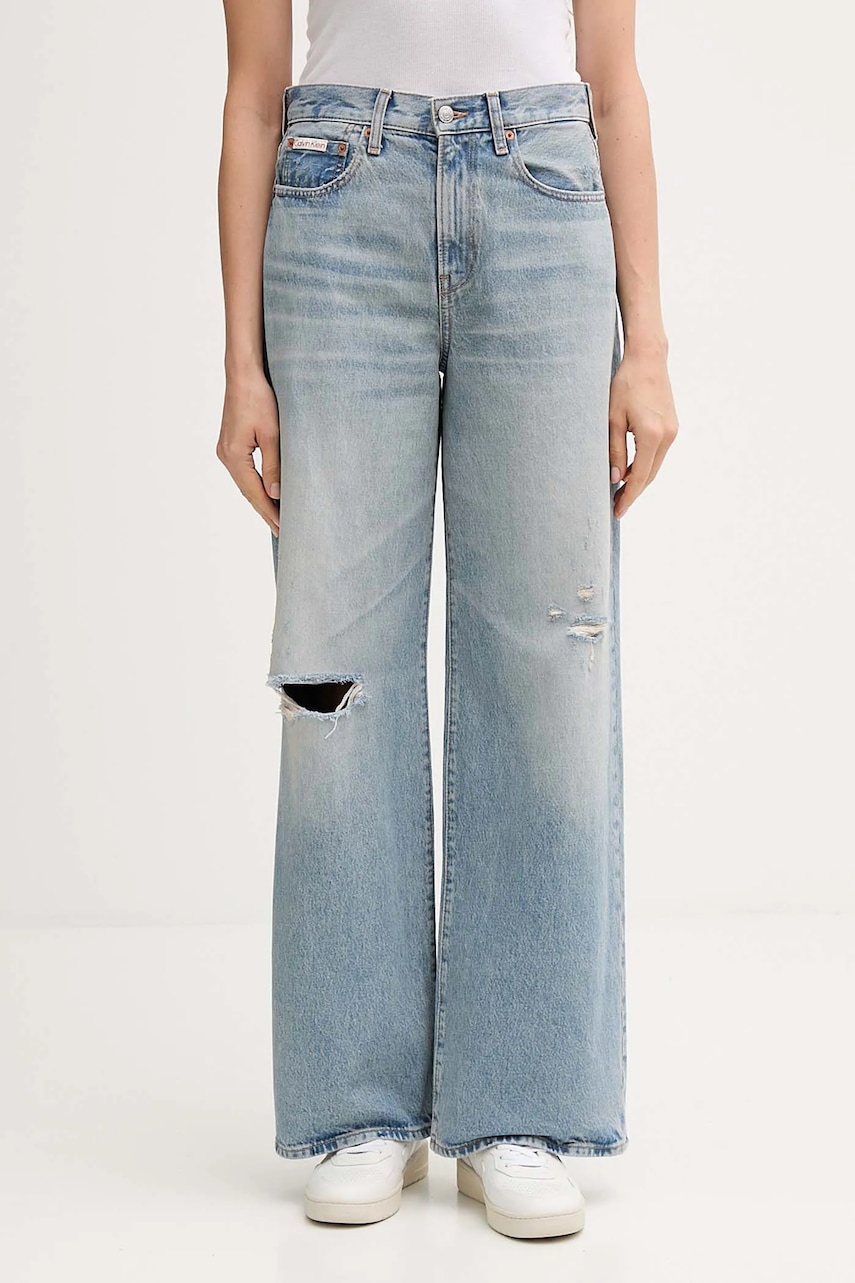 Levně Džíny Calvin Klein Jeans dámské, modrá barva, LV047D745G