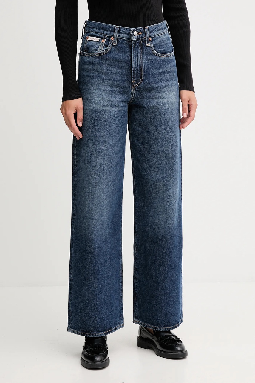 Levně Bavlněné džíny Calvin Klein Jeans tmavomodrá barva, LV147B933G