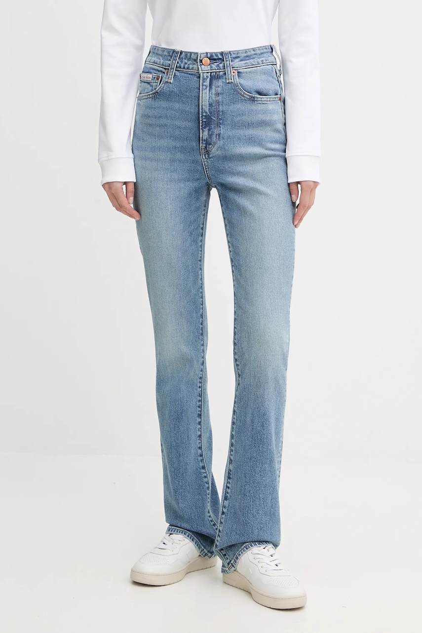 Levně Džíny Calvin Klein Jeans dámské, modrá barva, LV047D733G