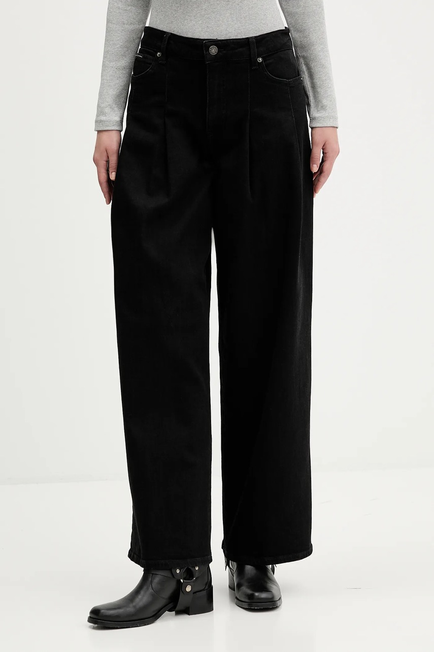 Levně Džíny Guess Jeans dámské, černá barva, W5BA2U D0141