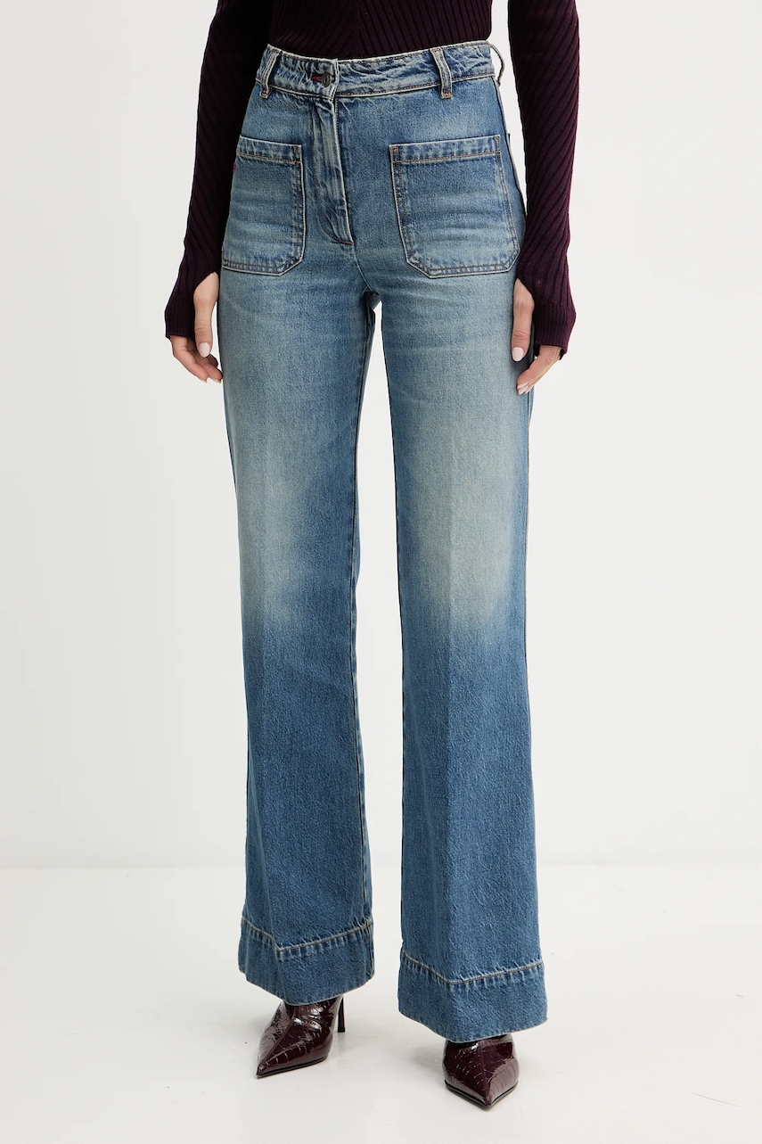 Victoria Beckham blugi din bumbac high waist, 1425DJE005218Y.R