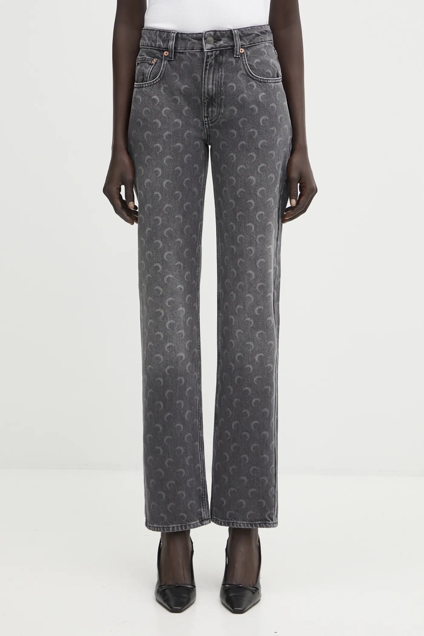 Marine Serre jeans Moon Laser Grey Wash Denim Straight