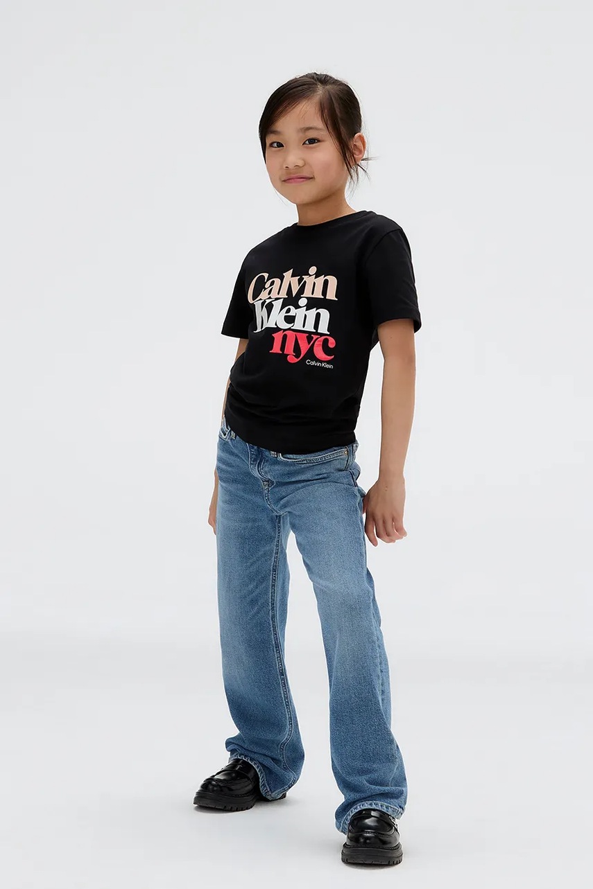 Levně Dětské rifle Calvin Klein Jeans HR WIDE LEG IG0IG02985