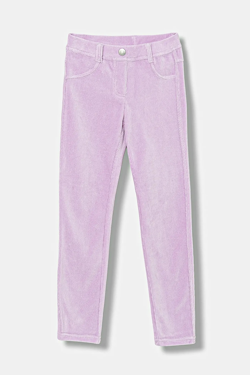 United Colors of Benetton pantaloni din catifea pentru copii culoarea violet, uni, 4DZBCE00R