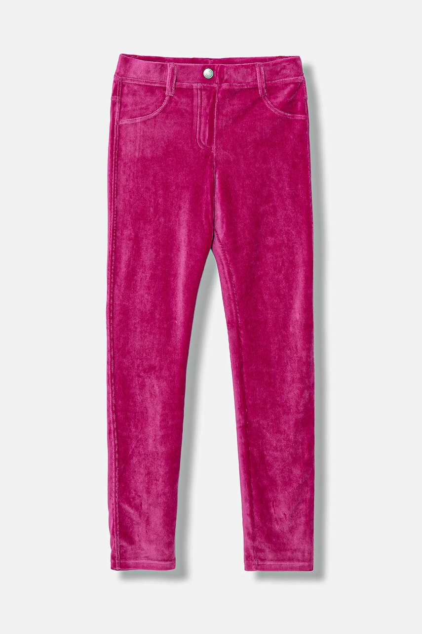 United Colors of Benetton pantaloni din catifea pentru copii culoarea roz, uni, 4DZBCE00R
