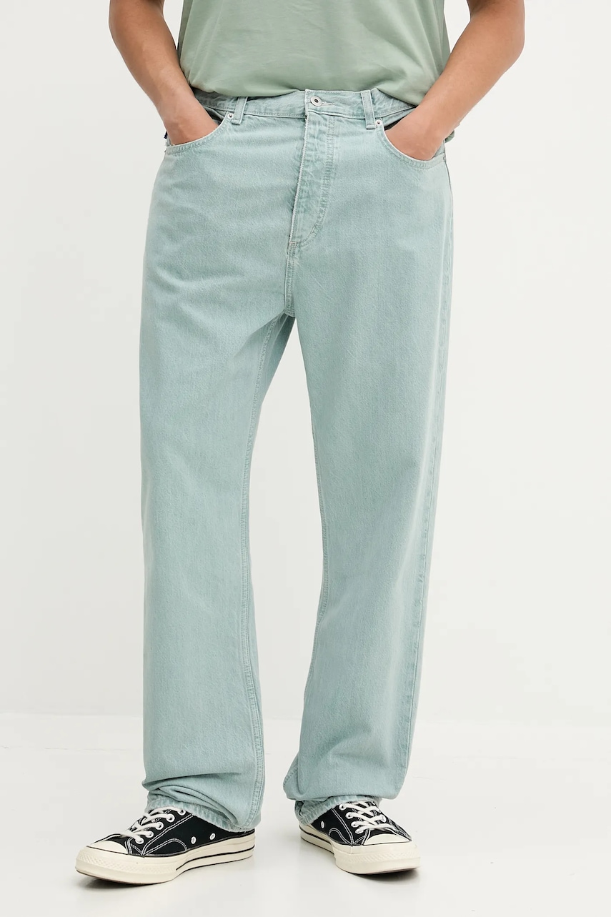 Ανδρικά τζιν relaxed σε τιρκουαζ