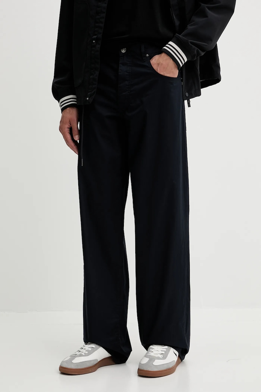 Armani Exchange pantaloni de bumbac culoarea bleumarin, drept, XM000076 AF11882