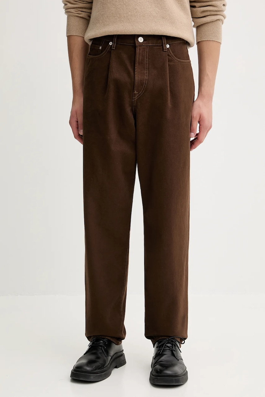 Levně Bavlněné kalhoty PS Paul Smith pánské, hnědá barva, M2R-850Z-T22475