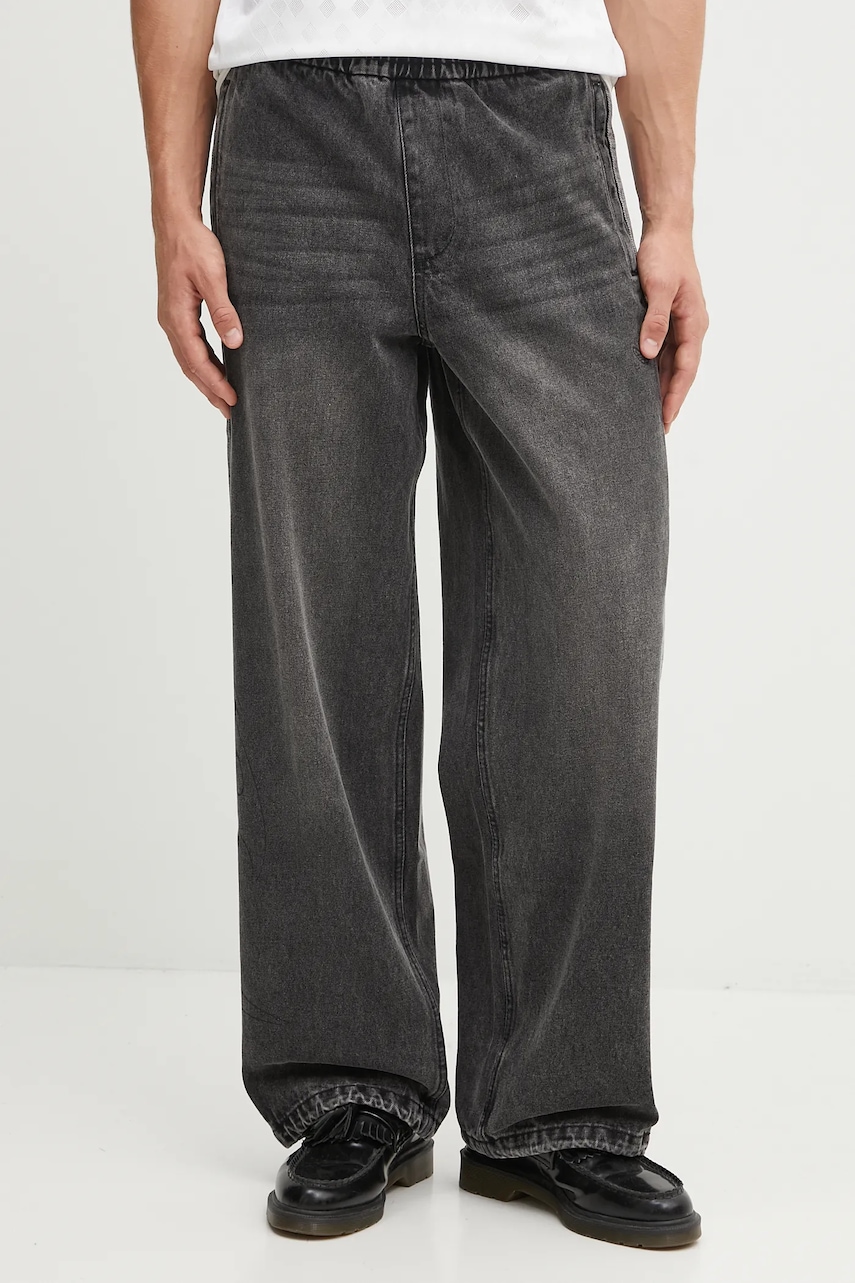 adidas Originals pantaloni de trening din bumbac Adilenium Denim culoarea negru, uni, KF8543