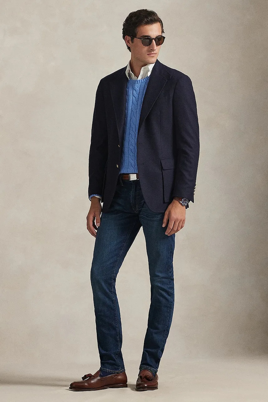 Levně Džíny Polo Ralph Lauren pánské, tmavomodrá barva, 710982150
