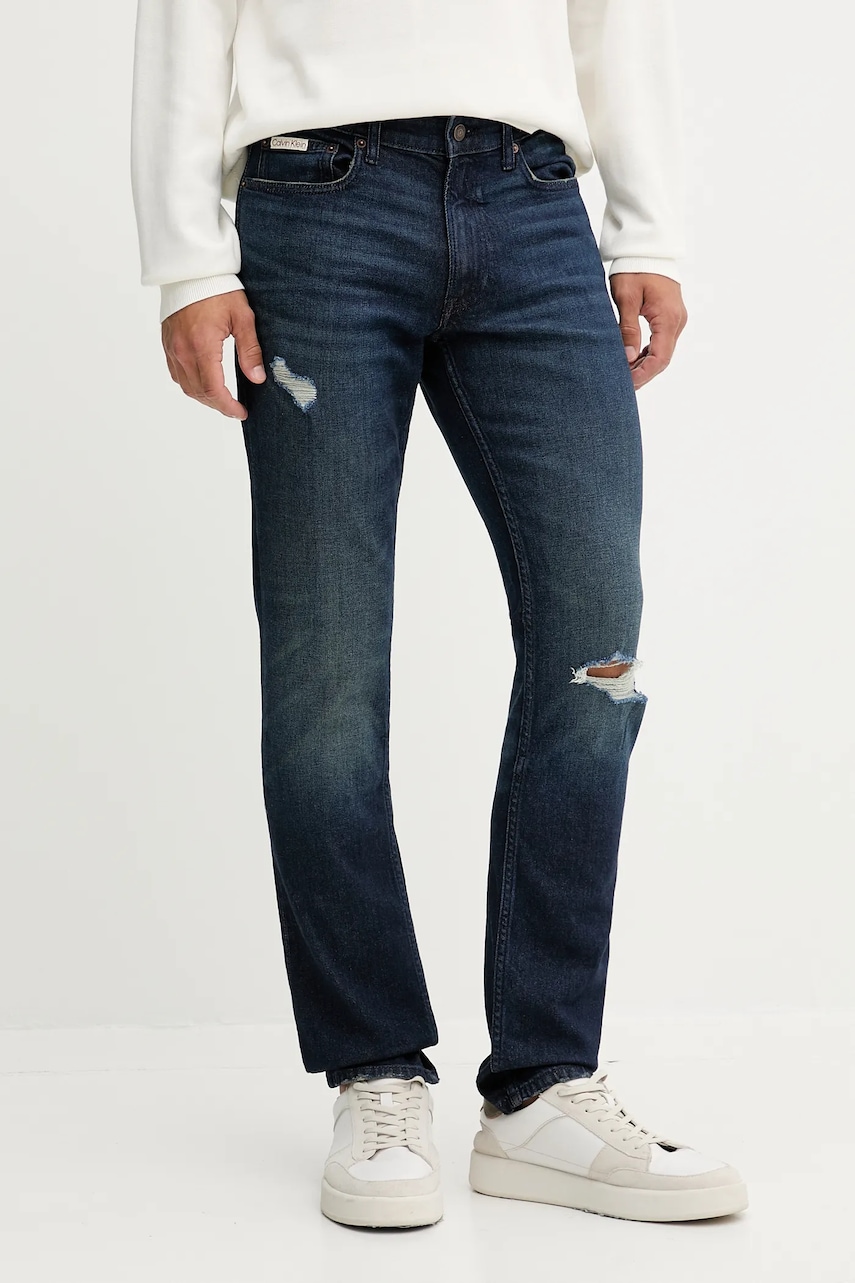 Levně Džíny Calvin Klein Jeans pánské, tmavomodrá barva, LV04RD704G