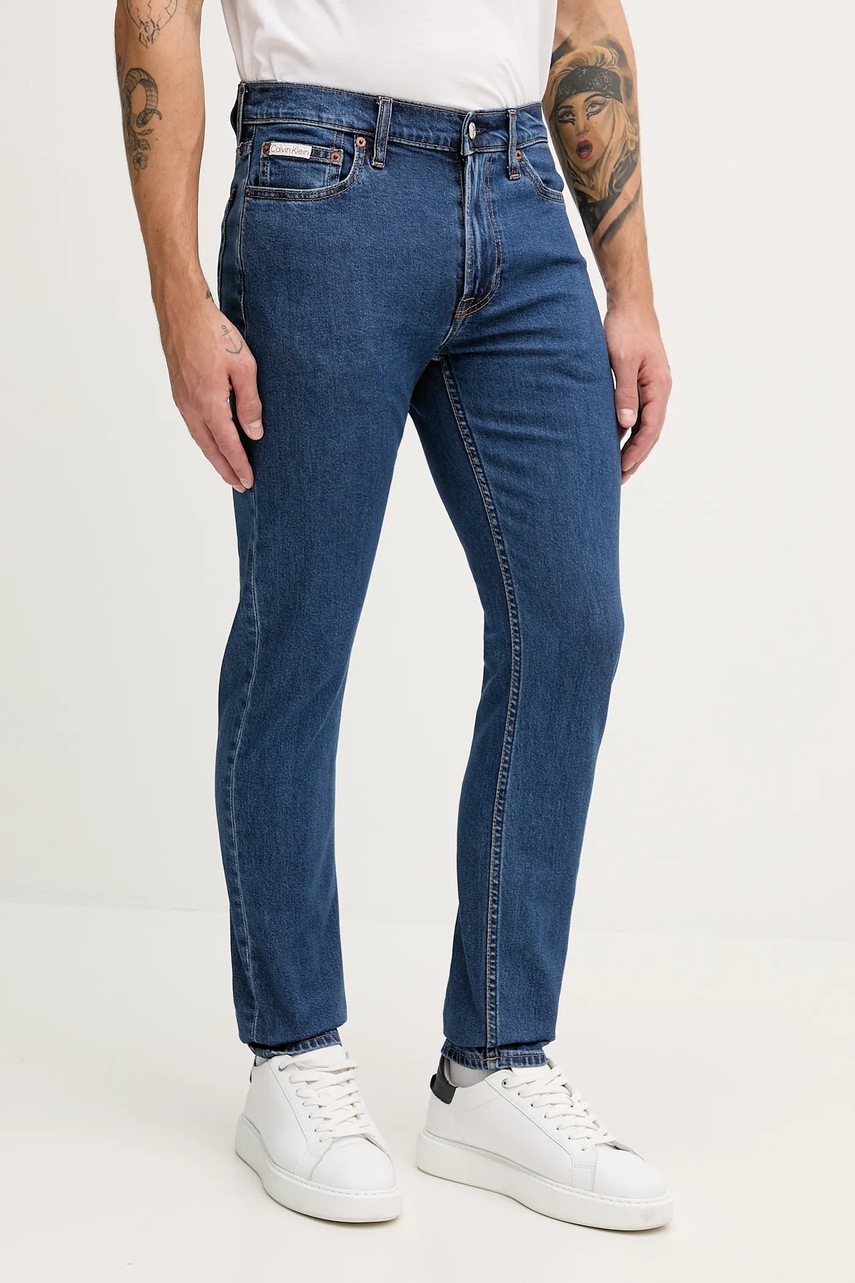 Levně Džíny Calvin Klein Jeans pánské, tmavomodrá barva, LV04RD941G