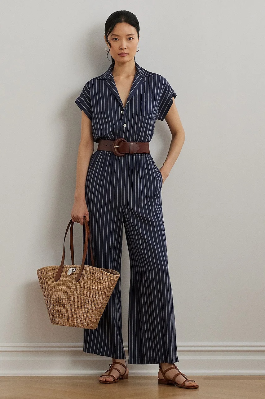 Levně Overal Lauren Ralph Lauren tmavomodrá barva, s límečkem, 200971172