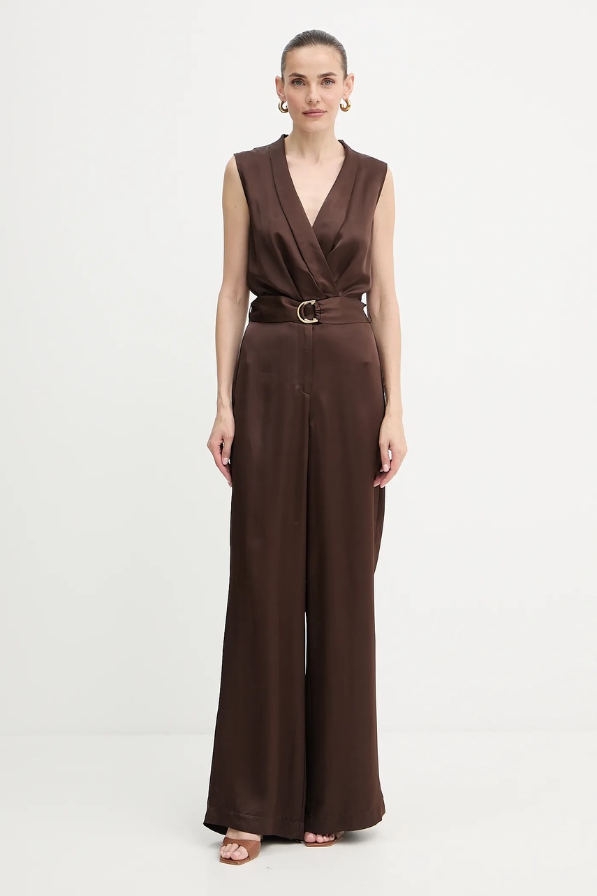 Комбинезон Marciano Guess IVA цвет коричневый острое декольте 5YGD24 7350A