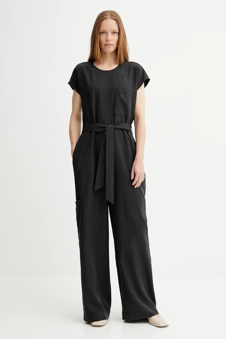 Marc O'Polo salopetă culoarea negru, cu decolteu rotund, 506097590007