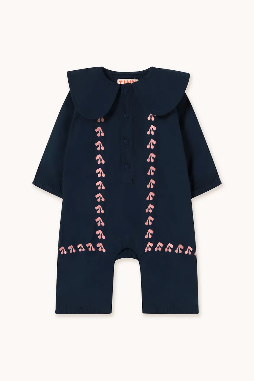 Tinycottons combinezon bebe MINI CHERRIES ONE-PIECE culoarea bleumarin, bumbac, AW25-408