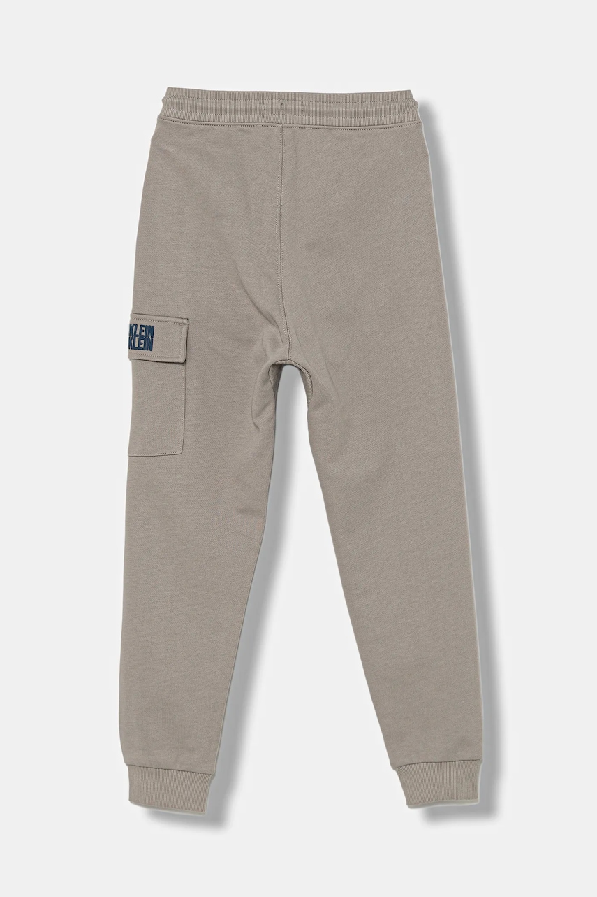 Детские хлопковые штаны Calvin Klein Jeans TERRY цвет серый однотонные IB0IB02522 Детские хлопковые штаны Calvin Klein Jeans TERRY цвет серый однотонные IB0IB02522
