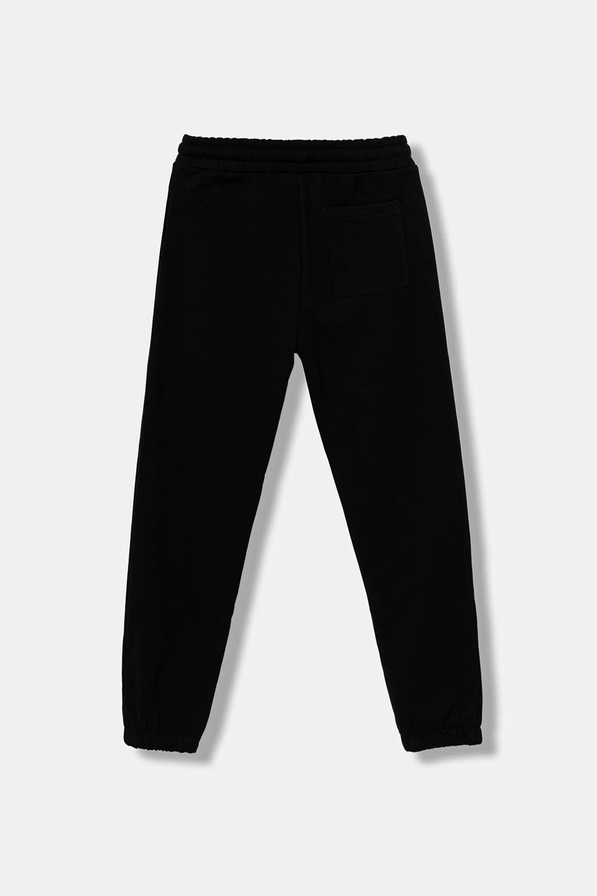 Детские хлопковые штаны Guess цвет чёрный с принтом L5YQ11 KAD74