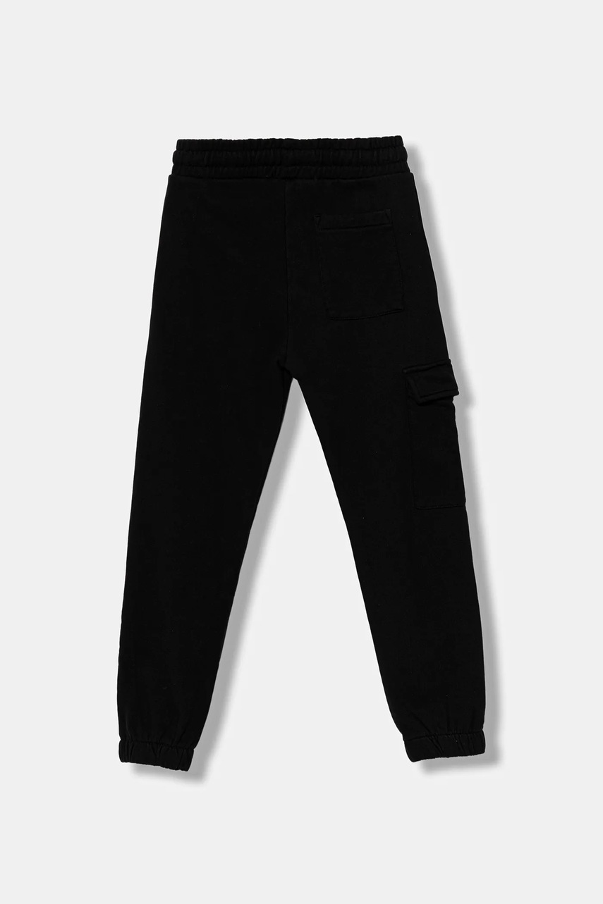 Детские хлопковые штаны Guess цвет чёрный с принтом L5YQ13 KAD74