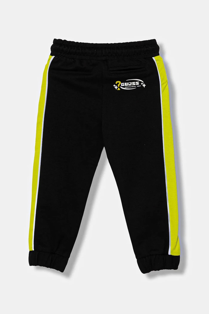 Детские хлопковые штаны Guess цвет чёрный узор N5YQ12 KA6R4
