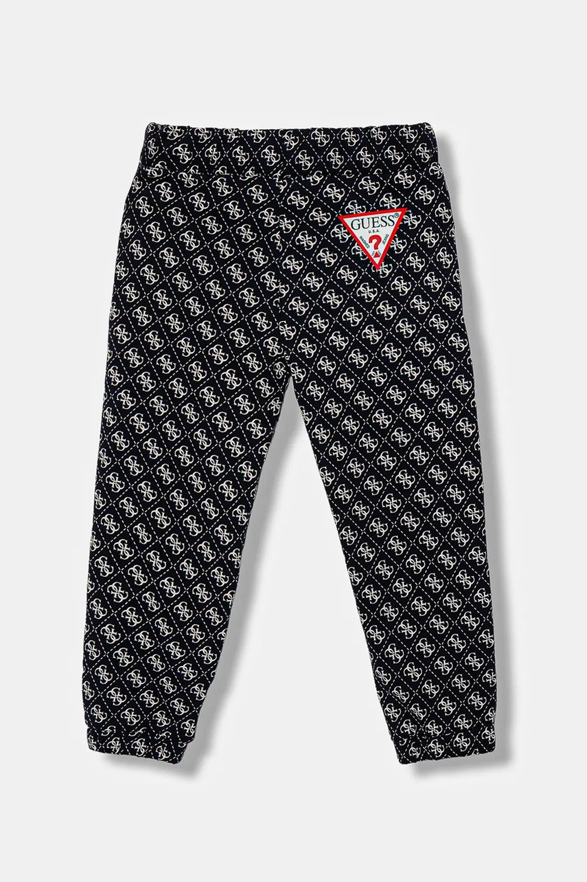 Детские хлопковые штаны Guess цвет синий узор N5YQ15 KA6R4