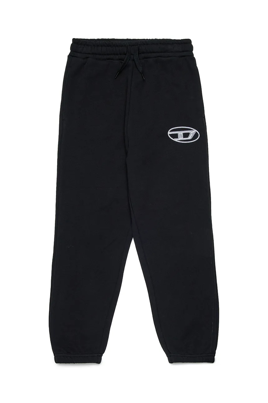 Diesel pantaloni de trening din bumbac pentru copii POSTIV TROUSERS culoarea negru, cu imprimeu, J02457