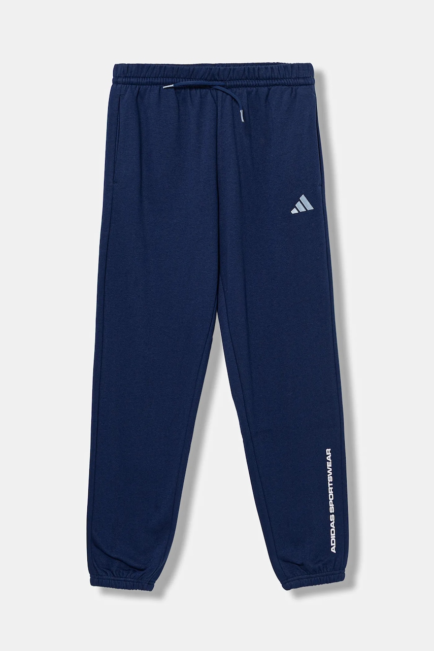 Levně Dětské tepláky adidas tmavomodrá barva, s potiskem, KC2780