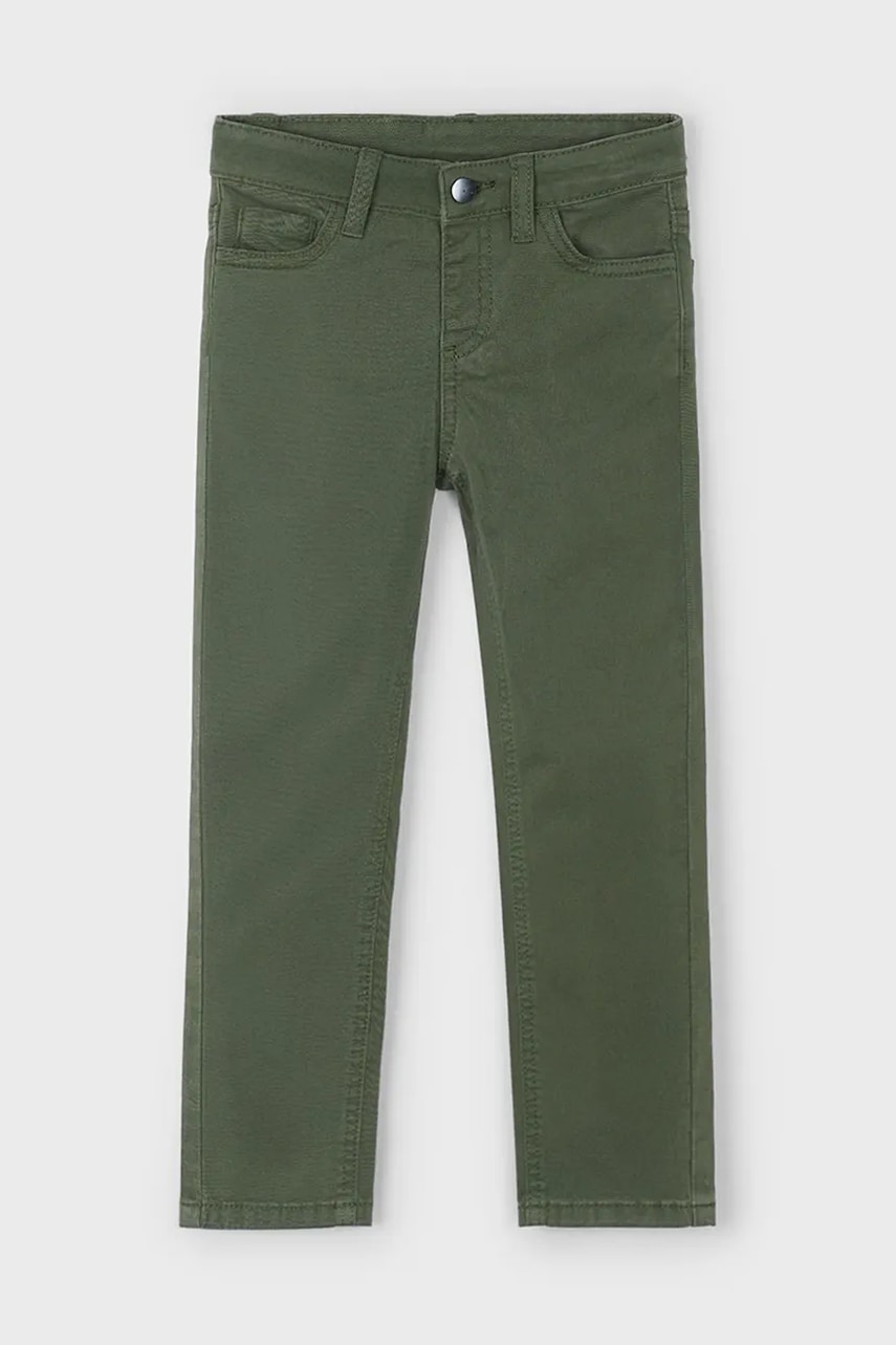 Mayoral pantaloni slim fit basic culoarea verde, 517