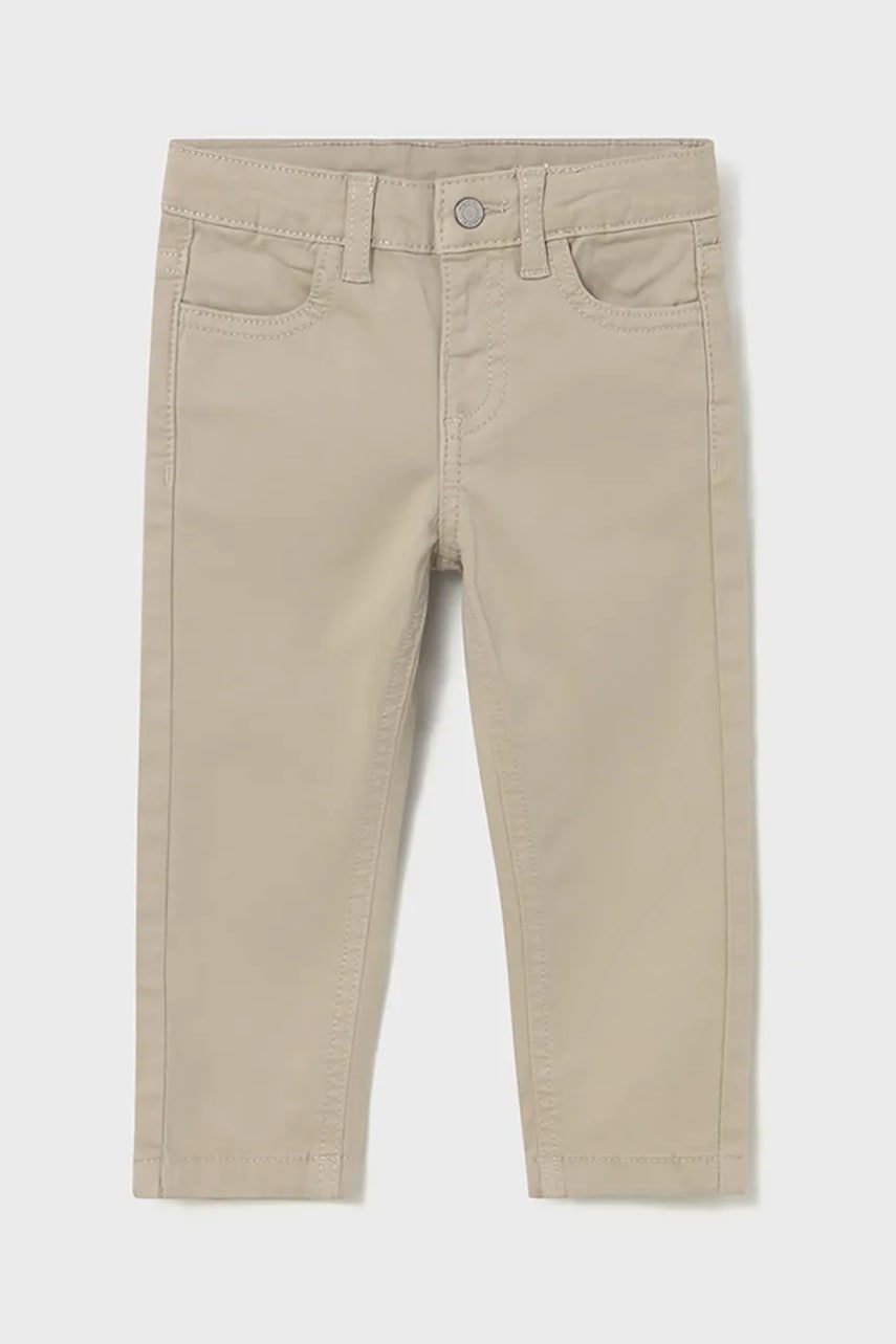 Mayoral pantaloni bebe slim fit basic culoarea bej, uni, 563