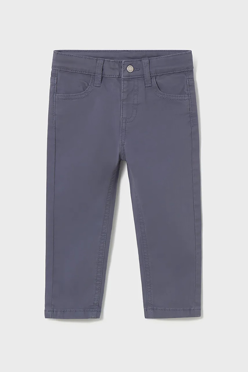 Levně Kojenecké kalhoty Mayoral slim fit basic modrá barva, 563