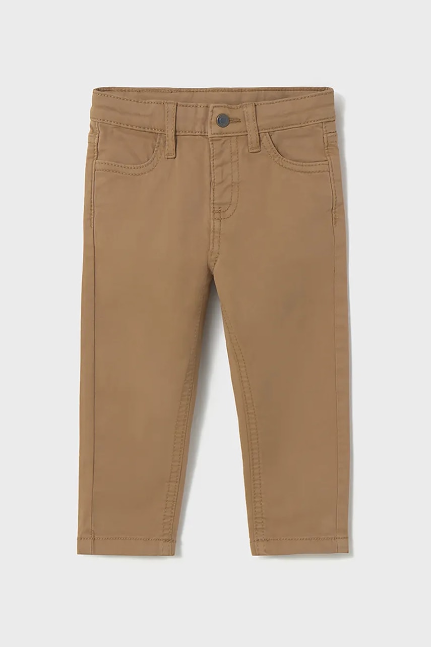 Mayoral pantaloni bebe slim fit basic culoarea maro, uni, 563