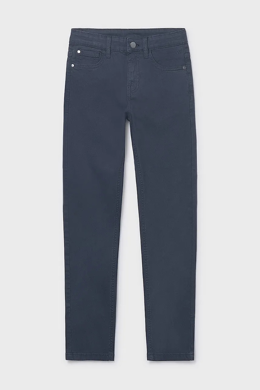 Levně Dětské kalhoty Mayoral slim fit basic tmavomodrá barva, 582