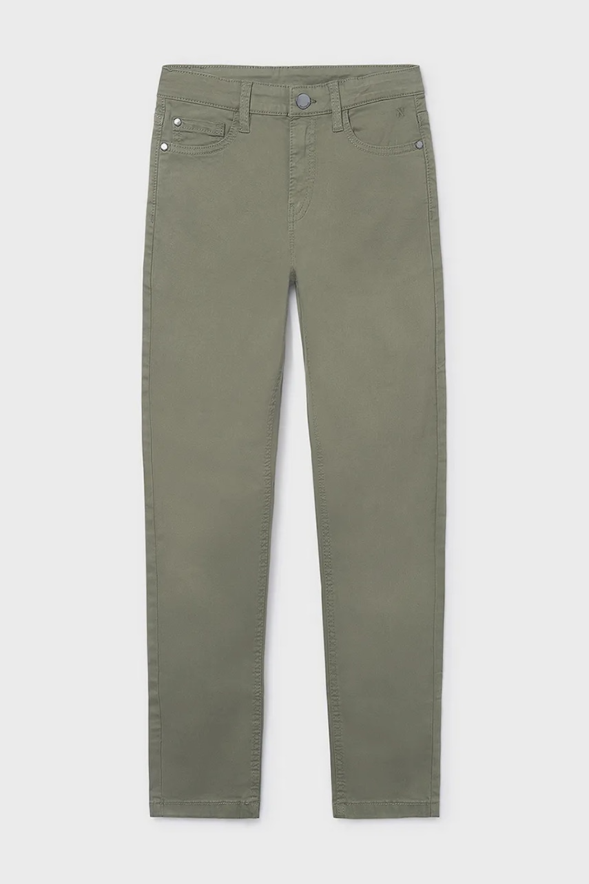 Mayoral pantaloni copii slim fit basic culoarea verde, uni, 582