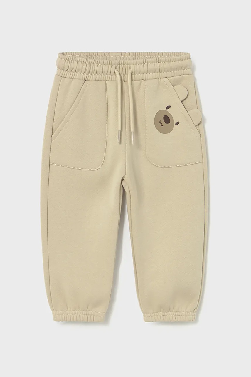 Детские спортивные штаны Mayoral цвет бежевый с аппликацией 2504