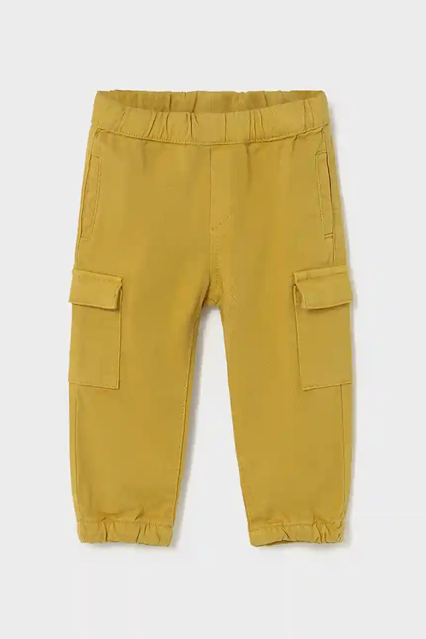 Mayoral pantaloni copii Joggery cargo culoarea galben, uni, 2506