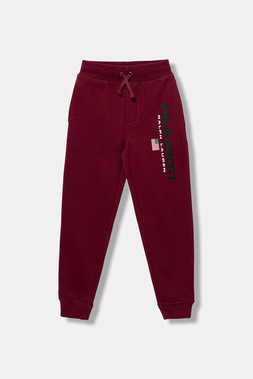 Levně Dětské tepláky Polo Ralph Lauren vínová barva, s potiskem, 323962123009