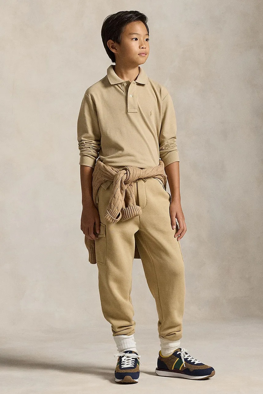 

Детски спортен панталон Polo Ralph Lauren в бежово с изчистен дизайн 323892354017, Бежов