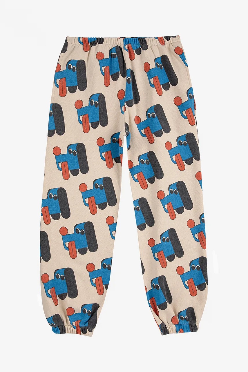 Детские хлопковые брюки Bobo Choses Doggy Mate цвет бежевый узор 225AC064