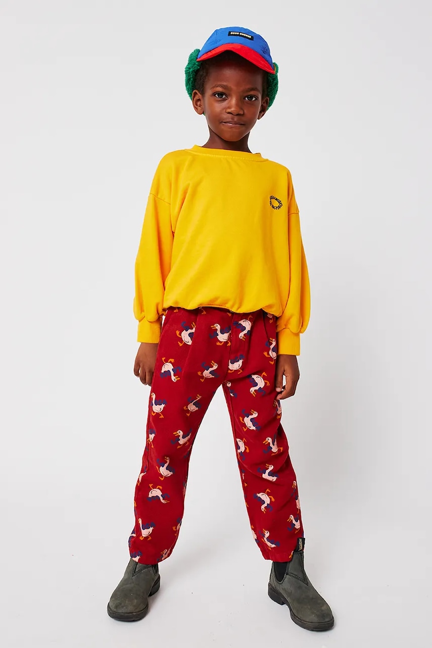 Bobo Choses pantaloni de bumbac pentru copii La Oca culoarea roz, cu imprimeu, 225AC145