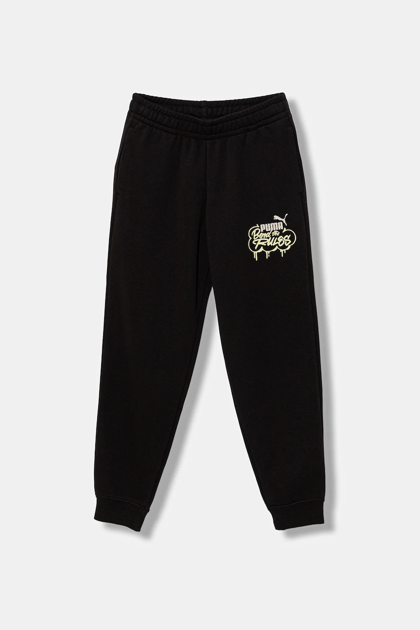 Puma pantaloni de trening pentru copii MID90s Sweatpants TR B culoarea negru, cu imprimeu, 688470