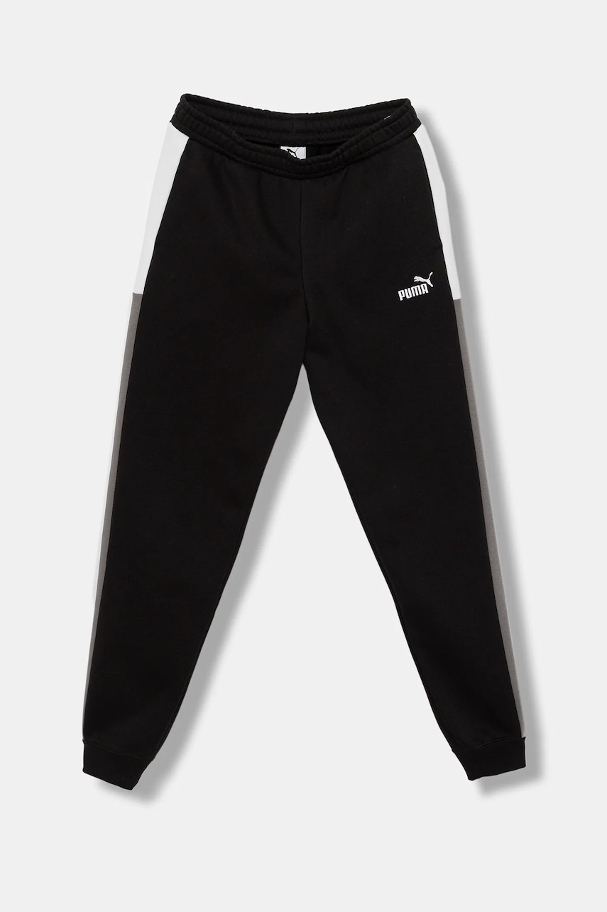 Puma pantaloni de trening pentru copii ESS BLOCK Sweatpants FL B culoarea negru, cu imprimeu, 690782