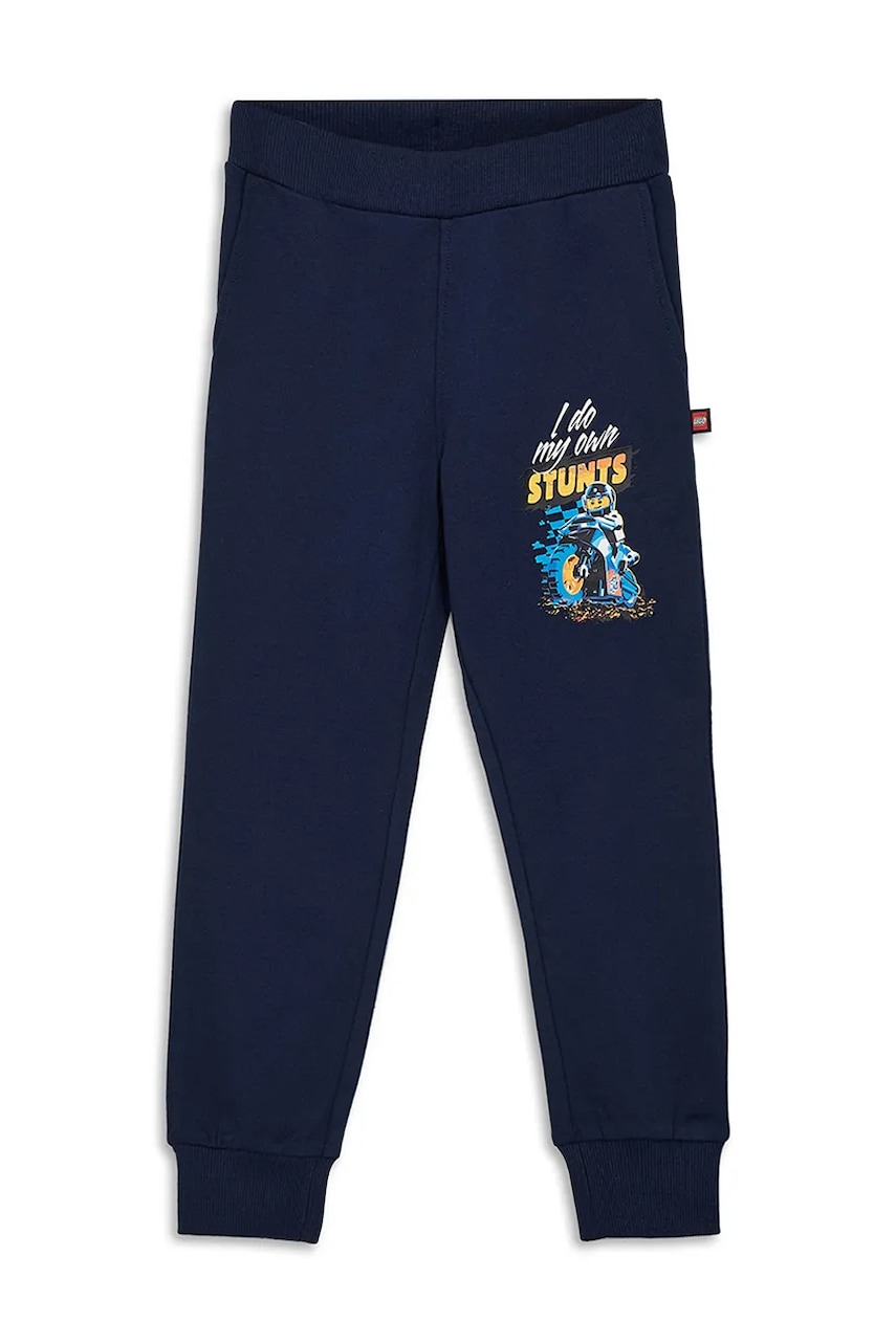 Lego pantaloni de trening din bumbac pentru copii LWPASI 601 culoarea bleumarin, cu imprimeu, 11010923