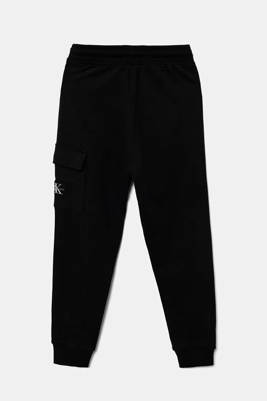 Детские хлопковые штаны Calvin Klein Jeans цвет чёрный однотонные IB0IB02199